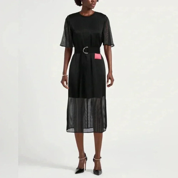 ARMANI EXCHANGE Black Mesh Midi Dress Size 4 - Picture 1 of 10
